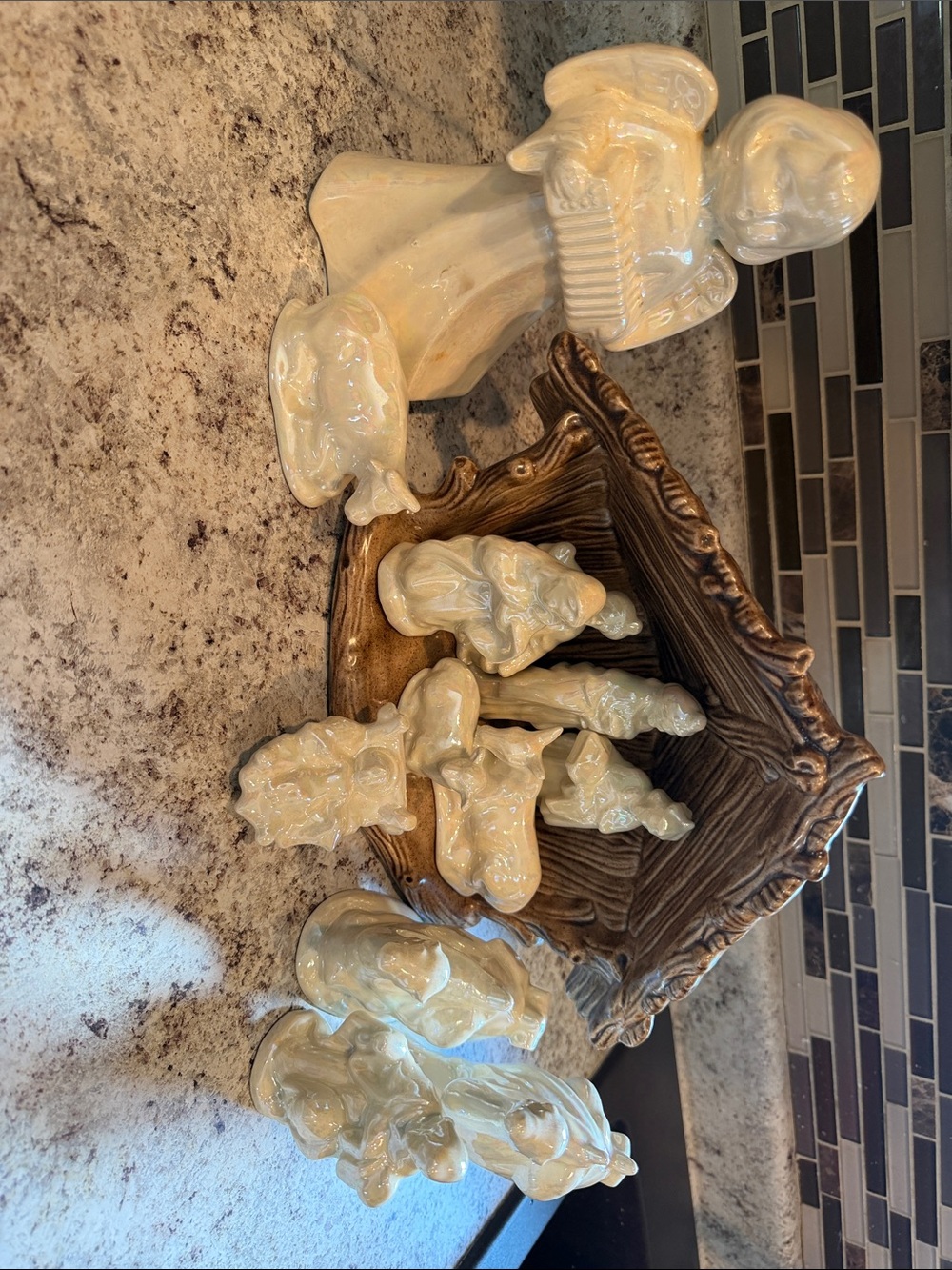 Glazed Cream Ceramic Nativity Figurine Set - Home Accents